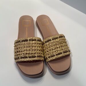 NEW dolce vita Gwenn Raffia Slide Sandals